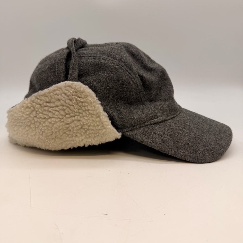 Calvin Klein Trapper Hat XL Wool Blend Winter Cap Sherpa Ear Flap Gray